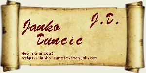 Janko Dunčić vizit kartica